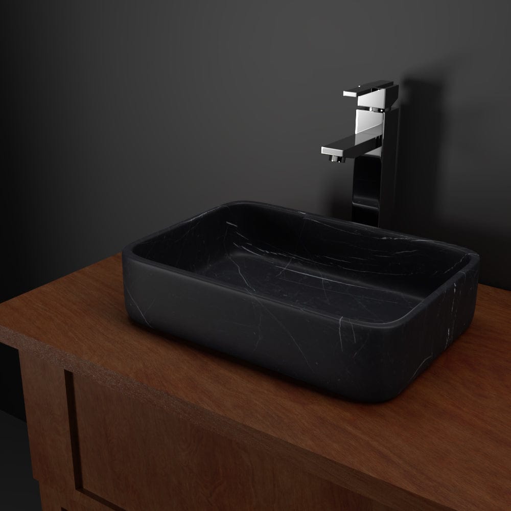 Almadane Smooth Honed Black Forest Marble Vessel Sink