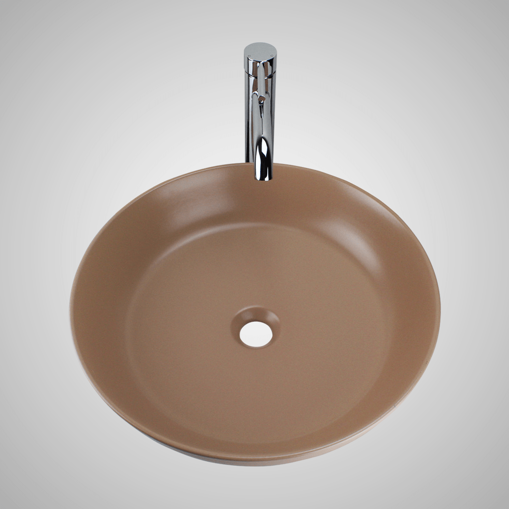 Almy Vitreous China Decorated Vessel Sink - Matte Tan