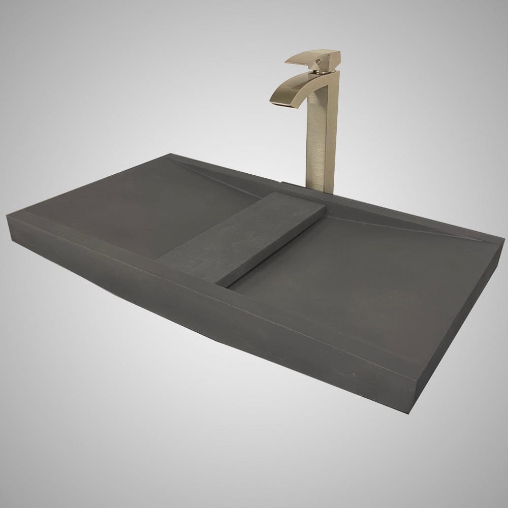 Alsea Rectangular Cast Concrete Vessel Sink - Dusk Grey