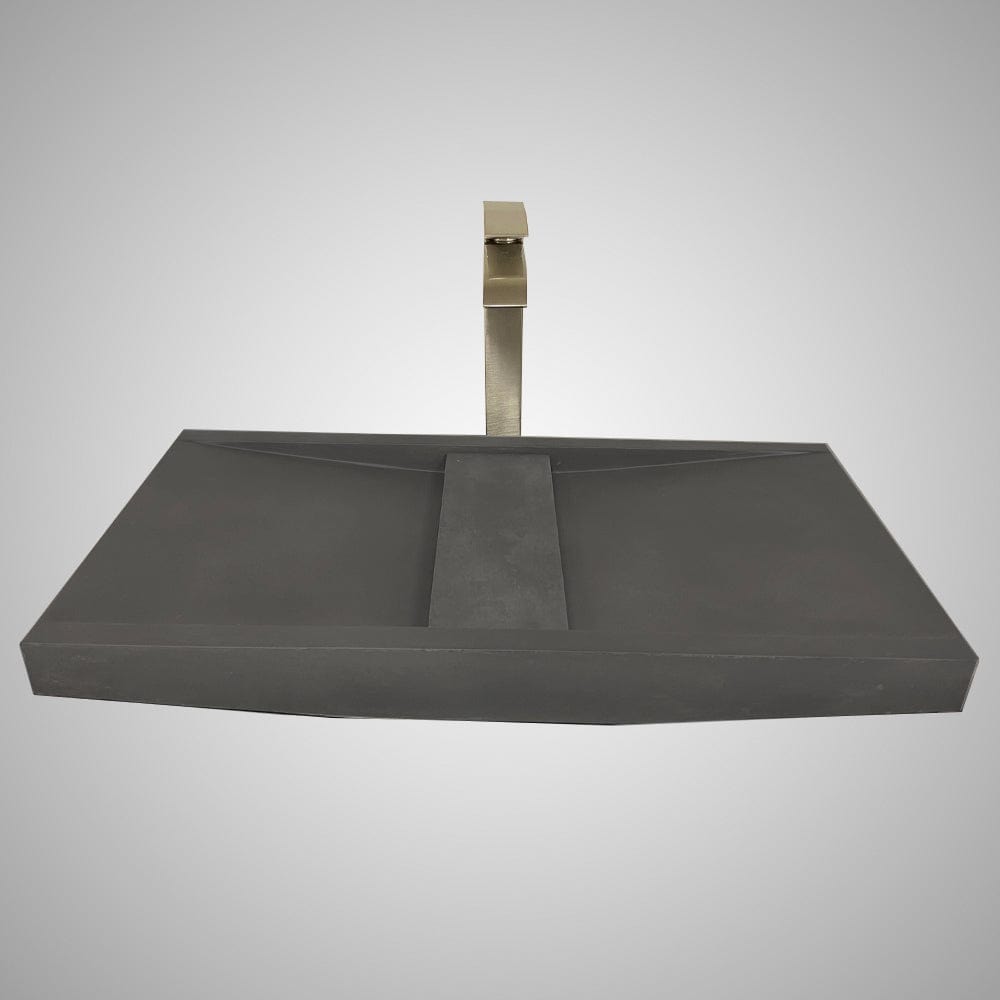Alsea Rectangular Cast Concrete Vessel Sink - Dusk Grey