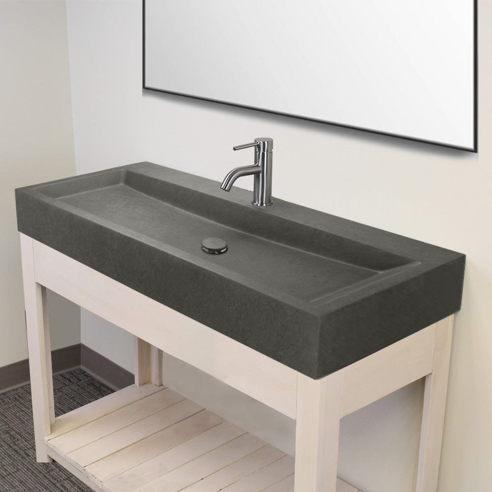 Amador Rectangular Cast Concrete Vessel Sink - Dark Gray