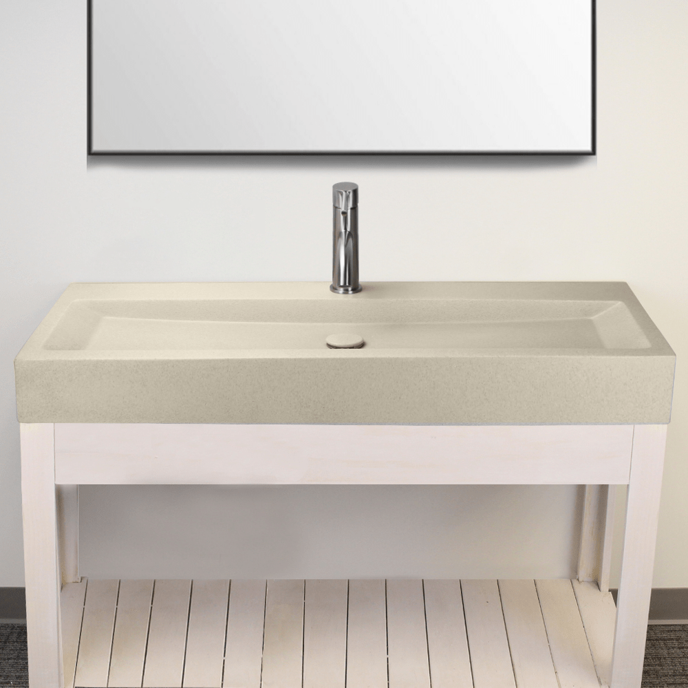Amador Rectangular Cast Concrete Vessel Sink - White Sandstone