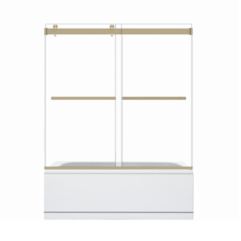 Ava 60" W x 58" H By Pass Frameless Tub Door with Clear Glass