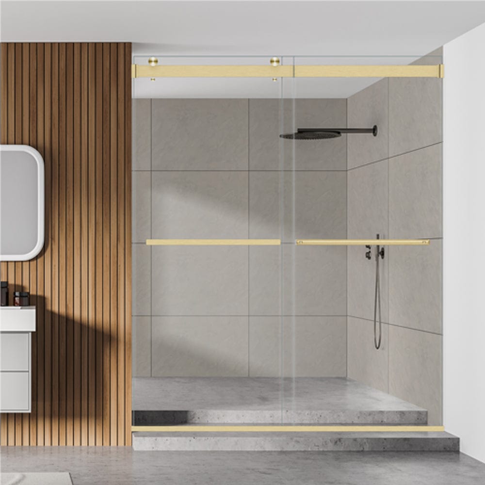 Ava 64" W x 76" H By Pass Frameless Shower Door with Clear Glass