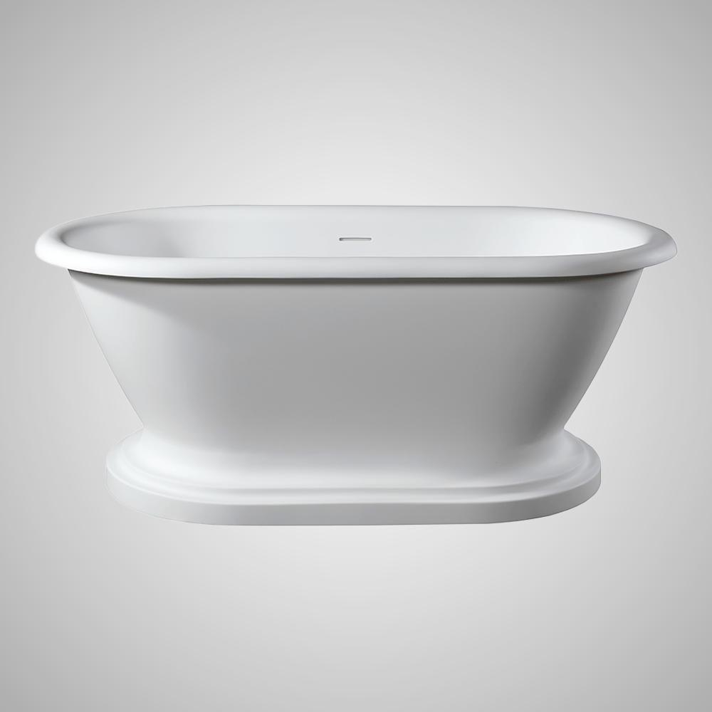 Banster Solid Surface Stone Resin Freestanding Pedestal Bathtub