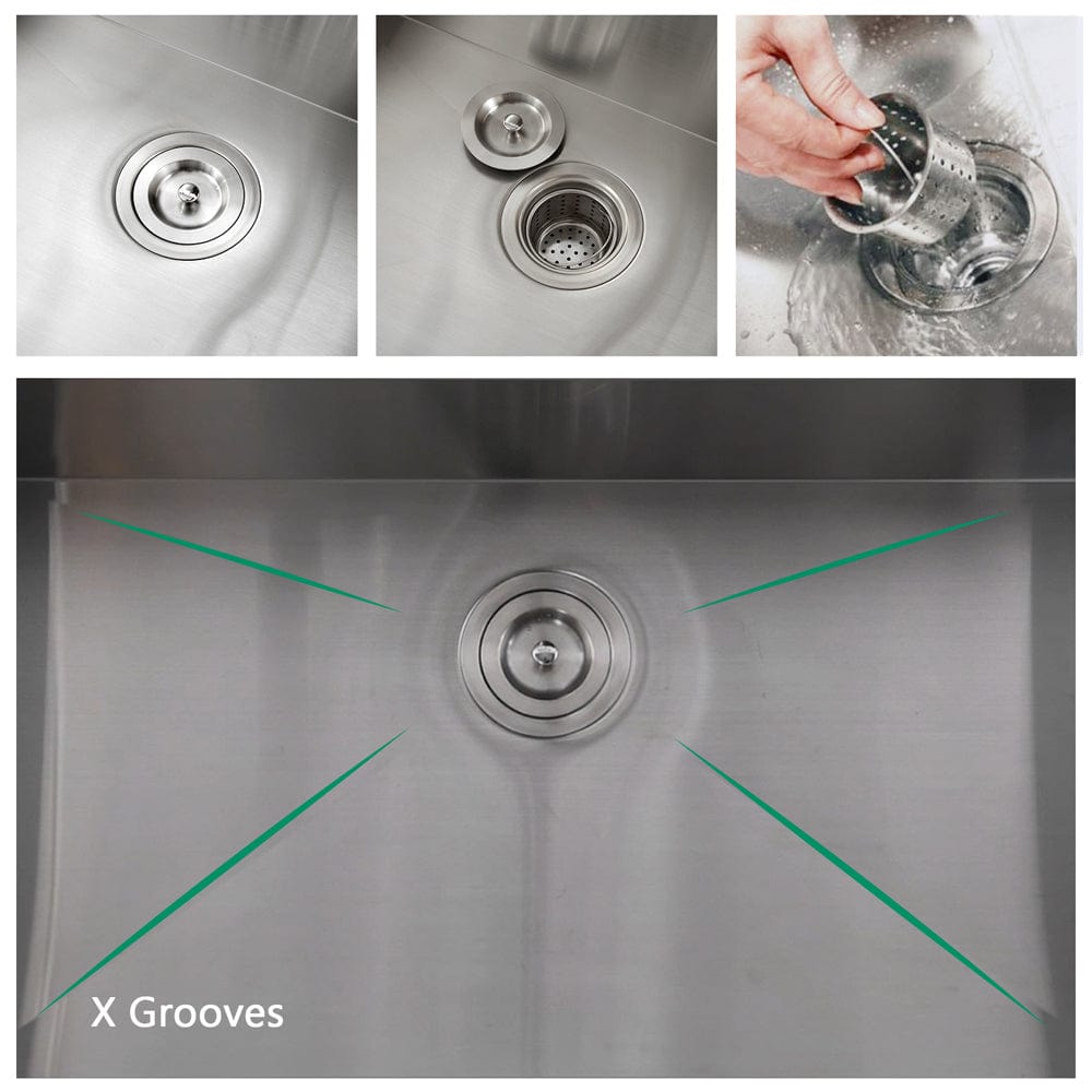 Bolton Stainless Steel Single-Bowl Workstation Farmhouse Sink with Offset Drain - Gunmetal Black