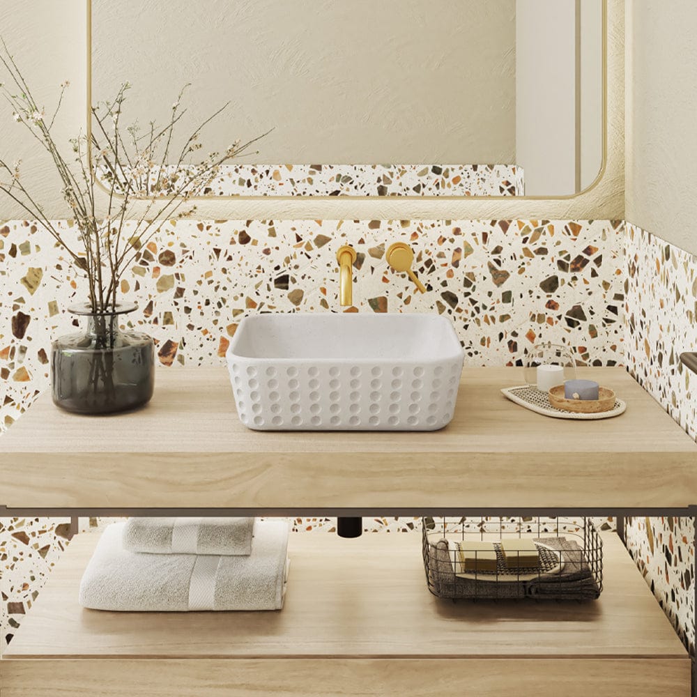 Bornchen Square Cast Concrete Vessel Sink - White