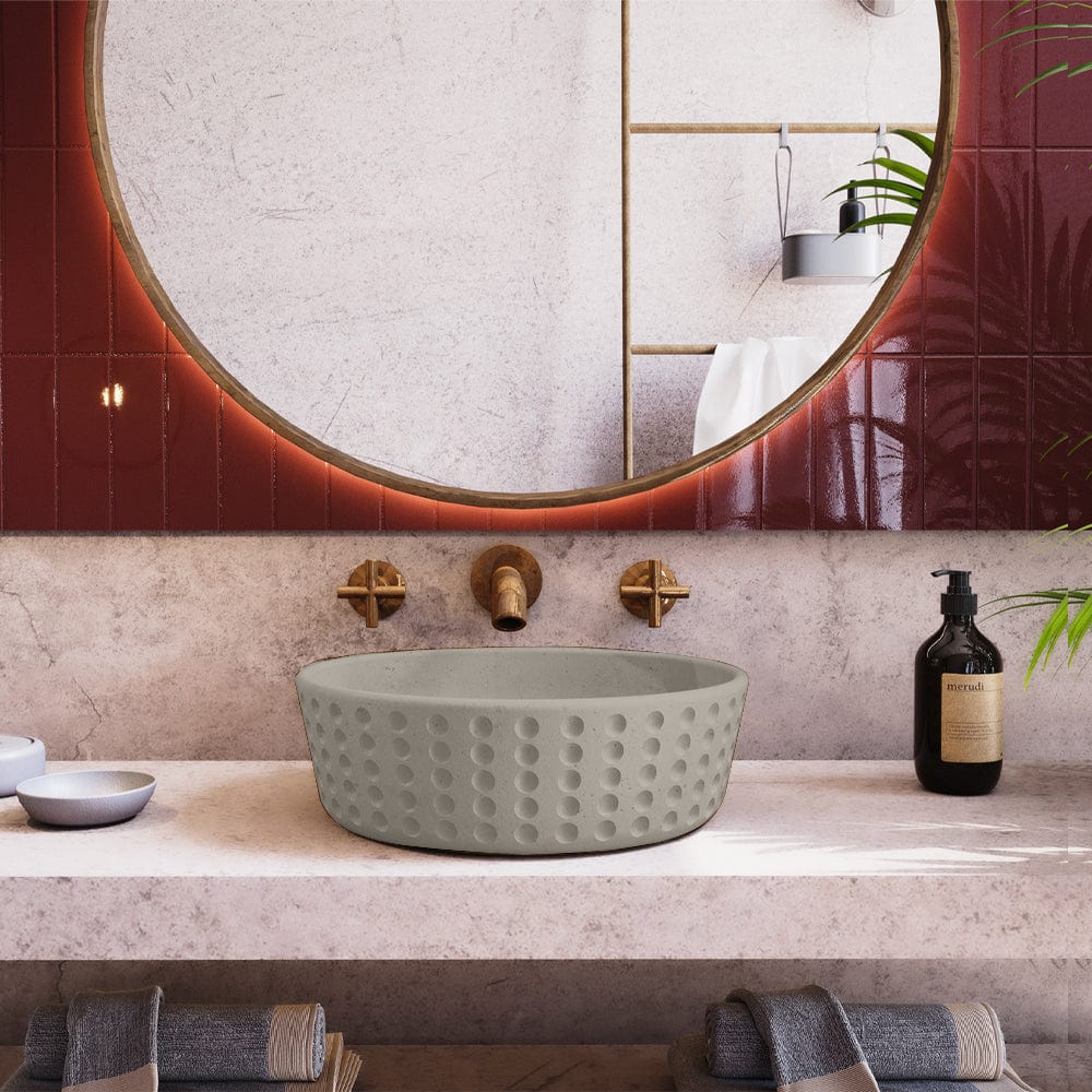 Brandenburg Round Cast Concrete Vessel Sink - Dark Grey