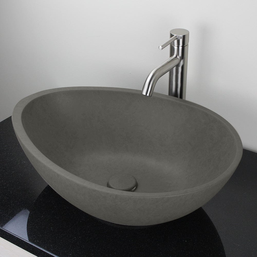 Brant Oval Cast Concrete Vessel Sink - Dark Gray