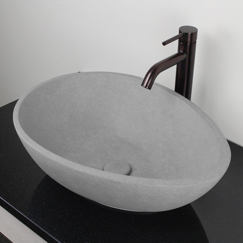 Brant Oval Cast Concrete Vessel Sink - Light Gray