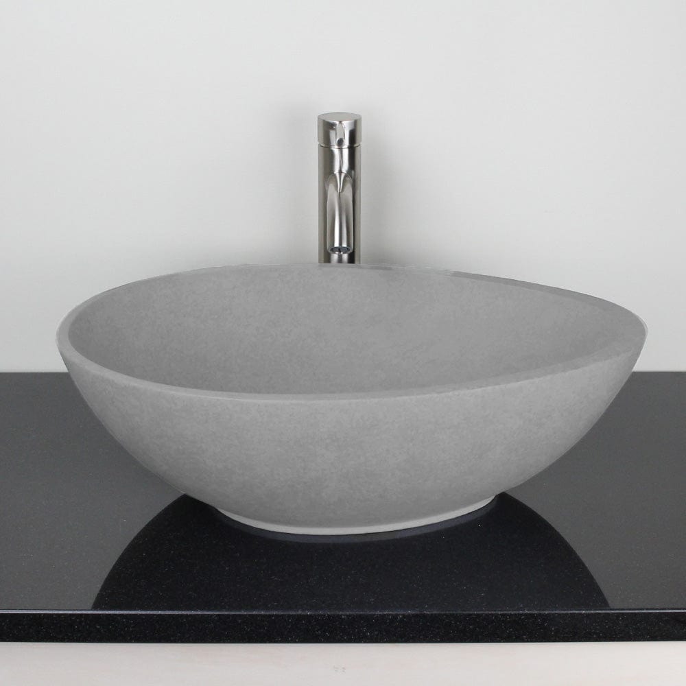Brant Oval Cast Concrete Vessel Sink - Light Gray