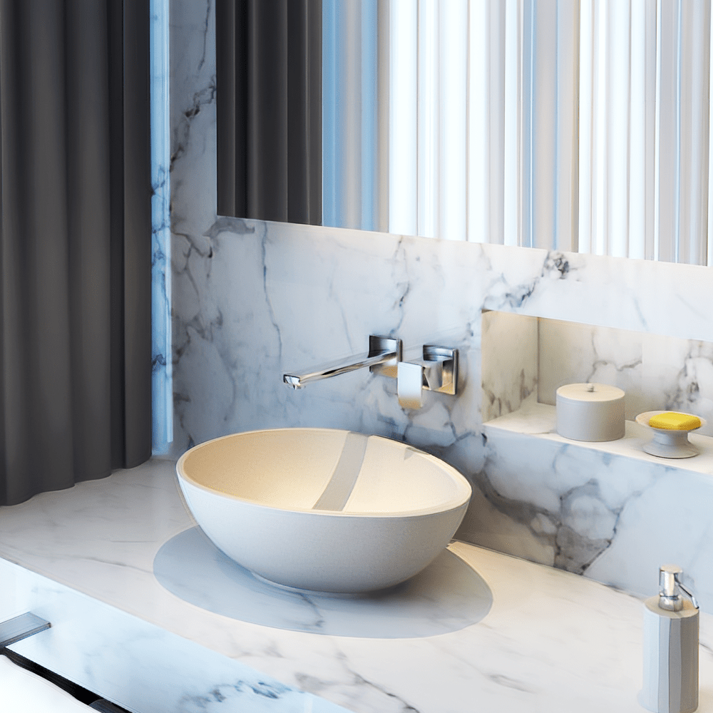 Brant Oval Cast Concrete Vessel Sink - White Sandstone