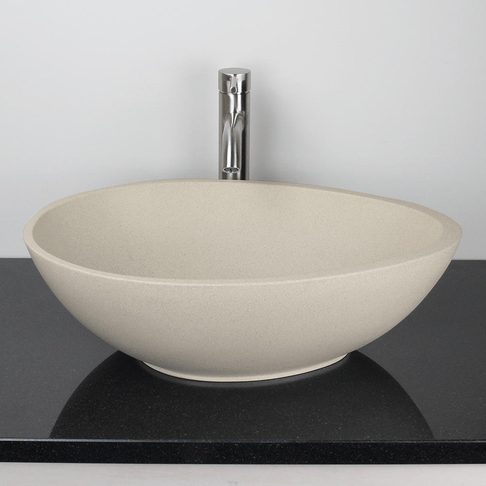 Brant Oval Cast Concrete Vessel Sink - White Sandstone