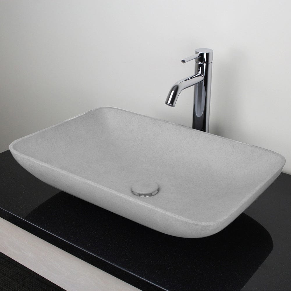 Camrose Rectangular Cast Concrete Vessel Sink - Light Gray