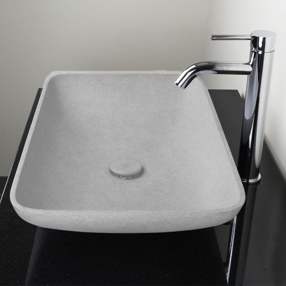 Camrose Rectangular Cast Concrete Vessel Sink - Light Gray