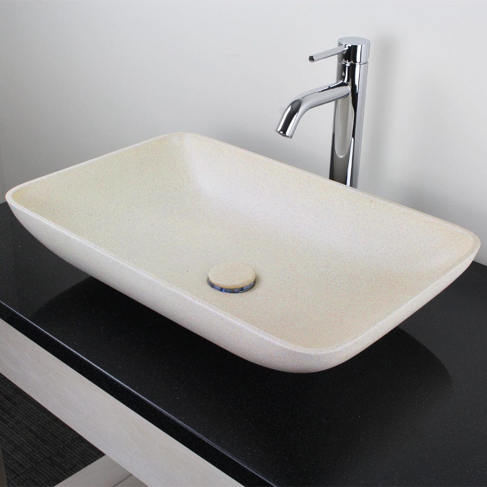 Camrose Rectangular Cast Concrete Vessel Sink - White Sandstone