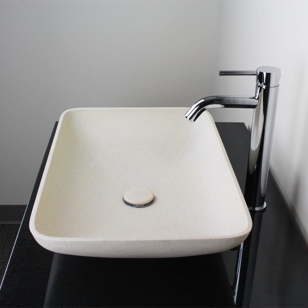 Camrose Rectangular Cast Concrete Vessel Sink - White Sandstone