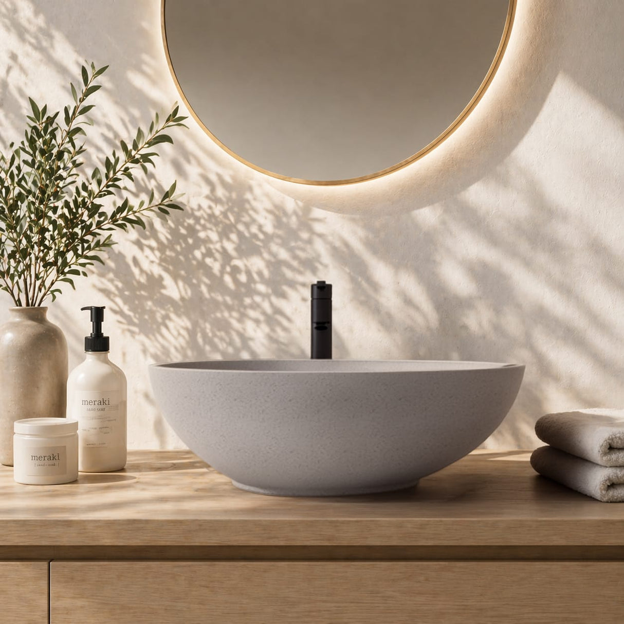 Clemons Oval Cast Concrete Vessel Sink - Grey