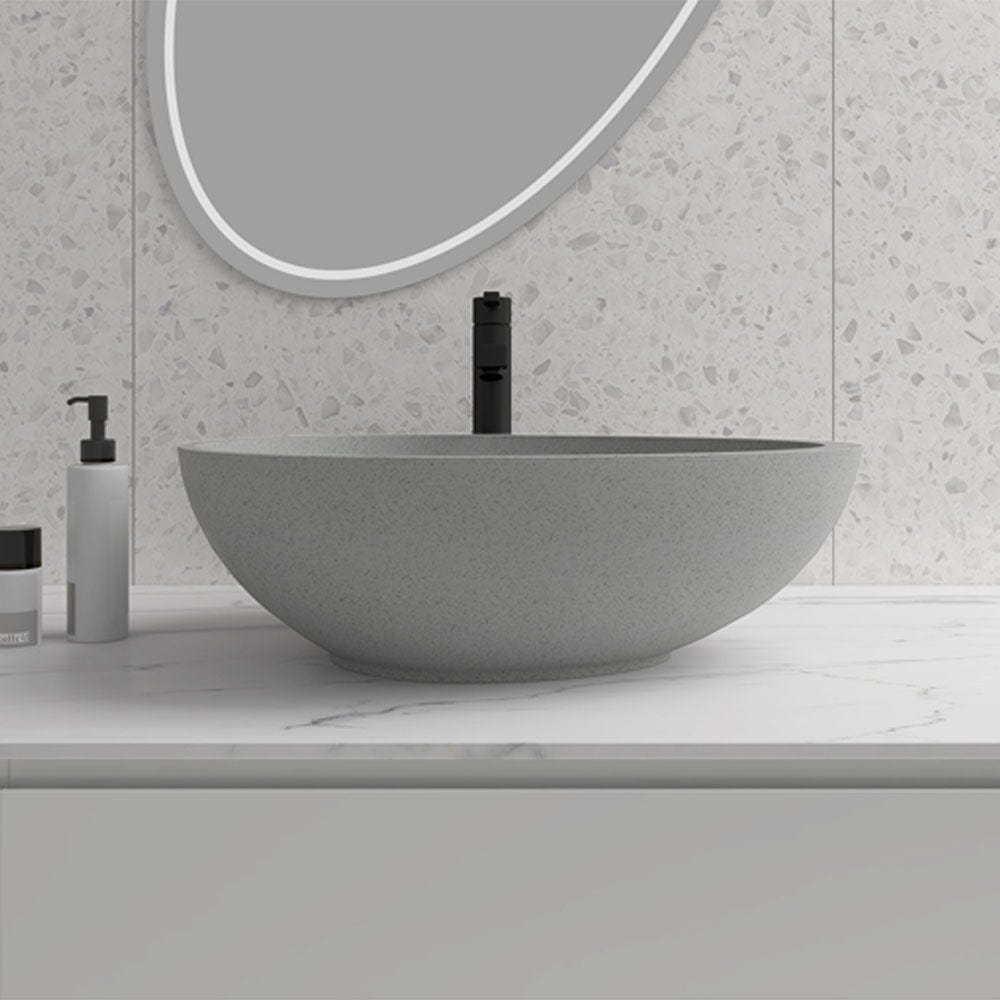 Clemons Oval Cast Concrete Vessel Sink - Grey