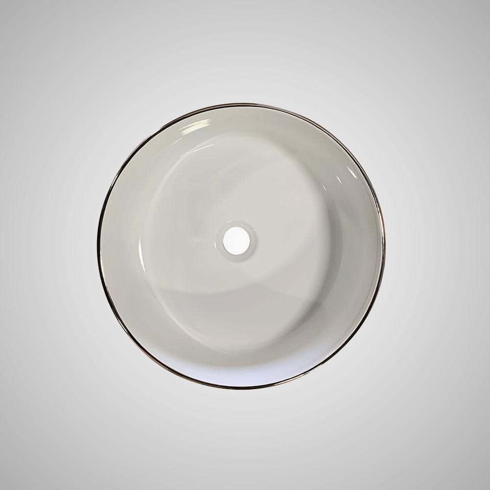 Cohagen Vitreous China Decorated Vessel Sink - White Interior