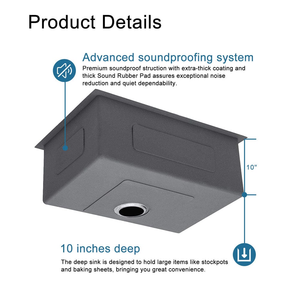 Colby Stainless Steel Single-Bowl Undermount Sink with Offset Drain - Gunmetal Black
