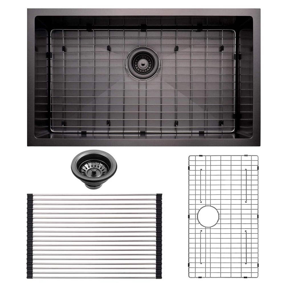 Colby Stainless Steel Single-Bowl Undermount Sink with Offset Drain - Gunmetal Black