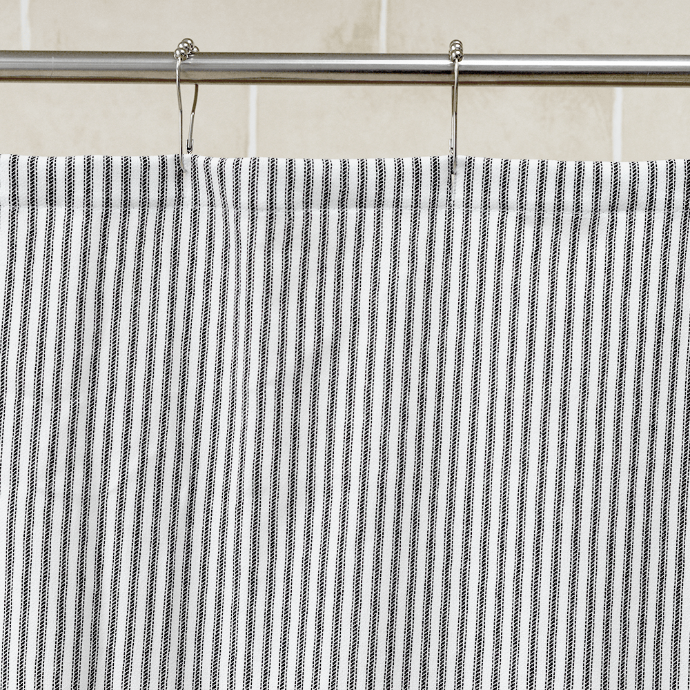 Cotton Duck Shower Curtain - White/Black Stripes