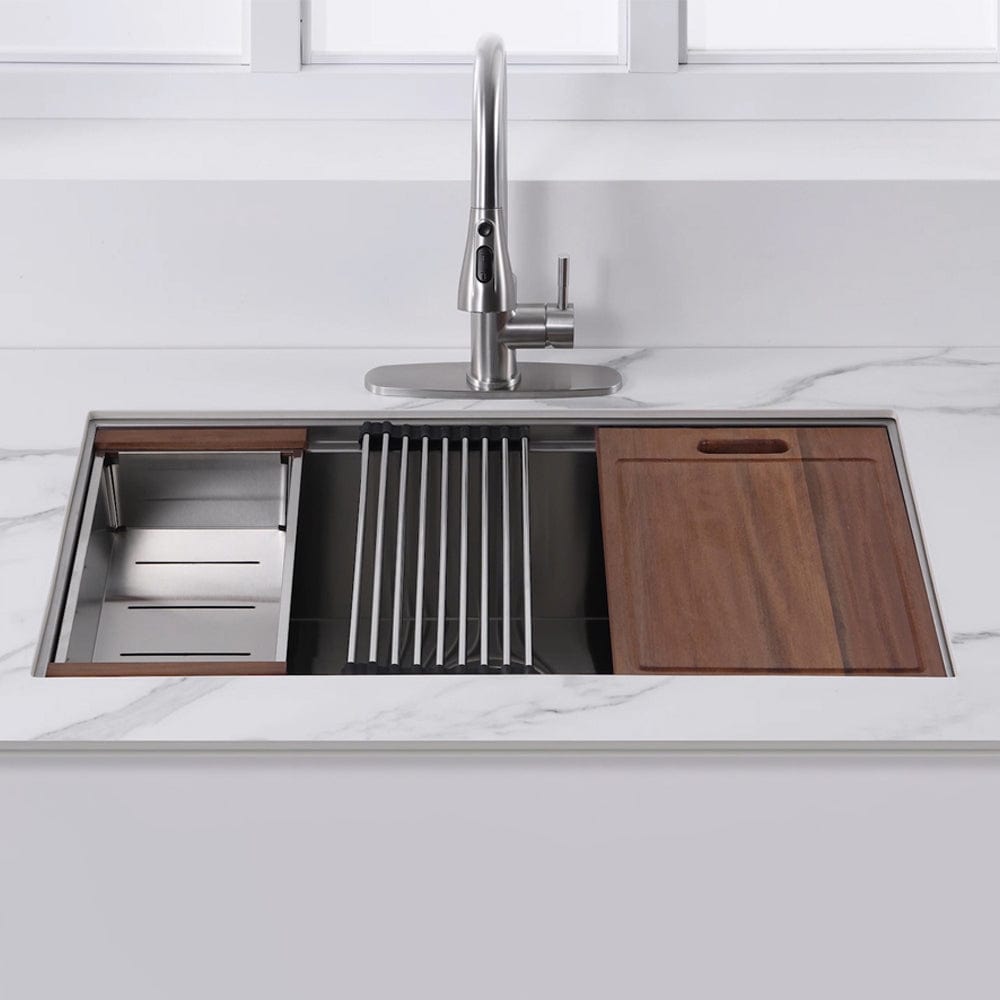 Daggett Stainless Steel Single-Bowl Workstation Undermount Sink