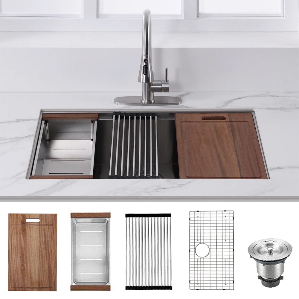 Daggett Stainless Steel Single-Bowl Workstation Undermount Sink