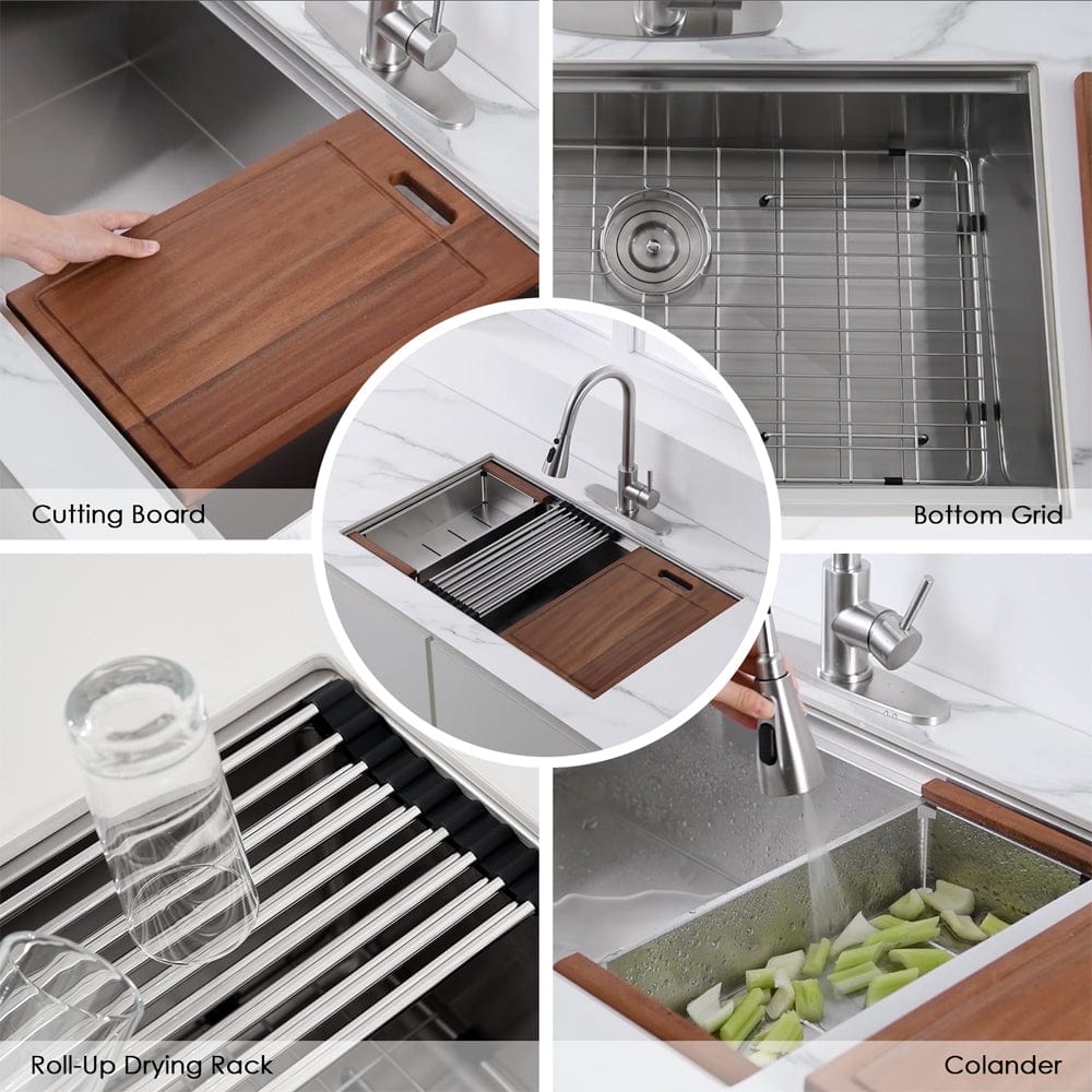 Daggett Stainless Steel Single-Bowl Workstation Undermount Sink