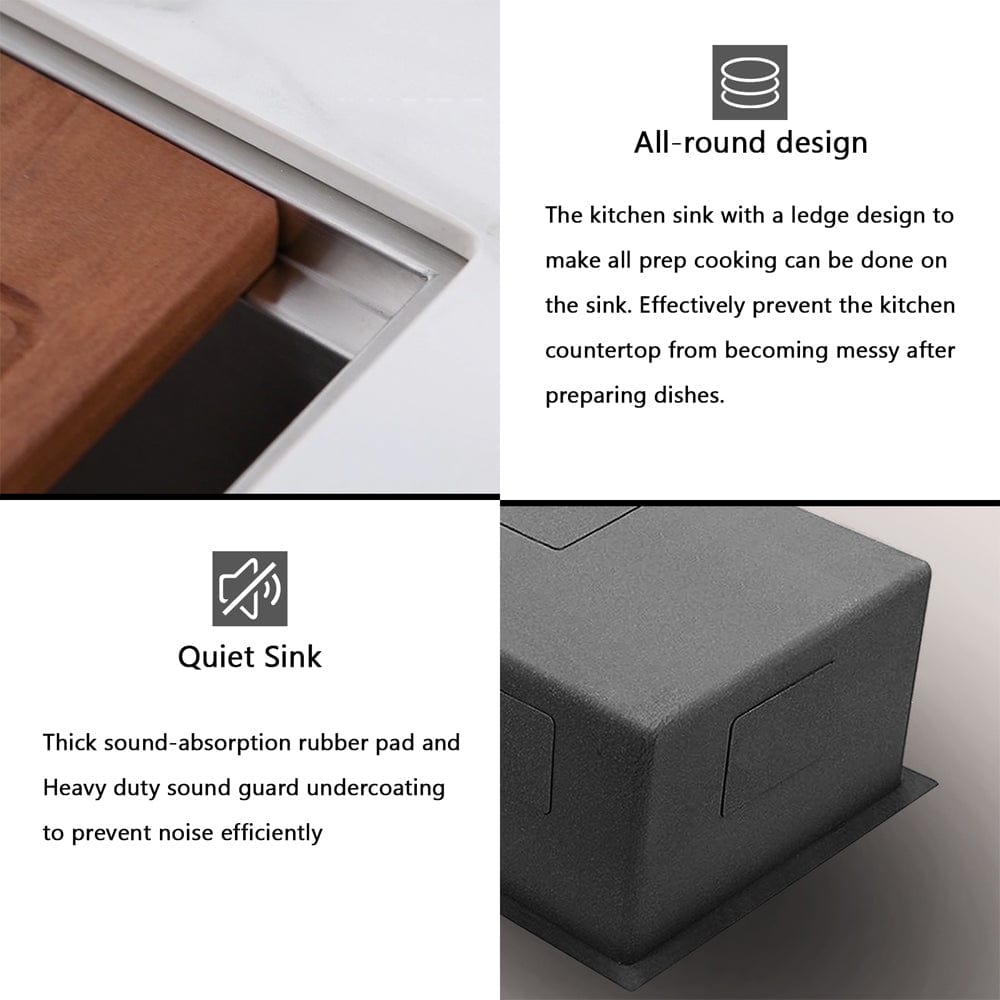 Daggett Stainless Steel Single-Bowl Workstation Undermount Sink