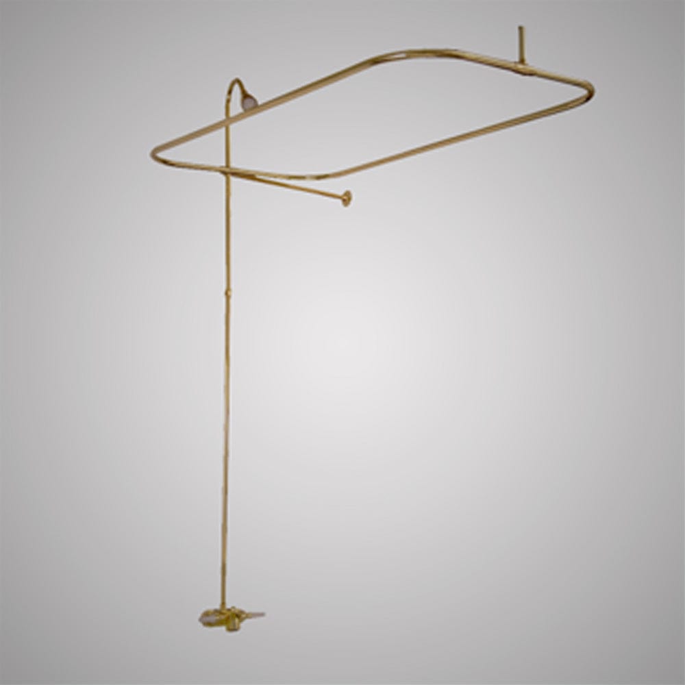 Economy-Style Diverter Tub Faucet with Shower Rod (Includes Reversible Wall Support), Riser and Shower Head