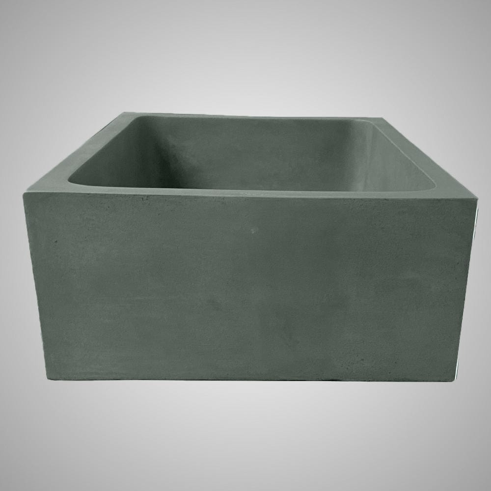 Edsall Rectangular Cast Concrete Vessel Sink - Copper Green