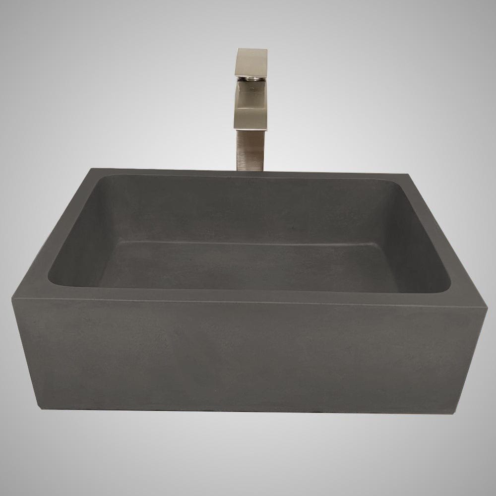 Edsall Rectangular Cast Concrete Vessel Sink - Dusk Grey