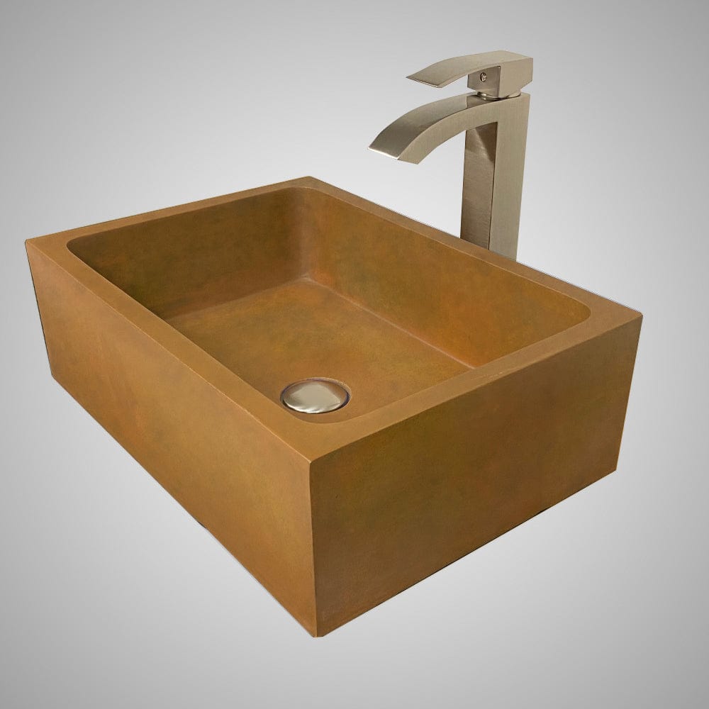 Edsall Rectangular Cast Concrete Vessel Sink - Vintage Brown