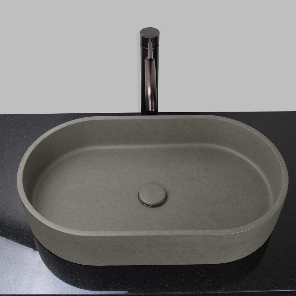 Enderby Oval Cast Concrete Vessel Sink - Dark Gray