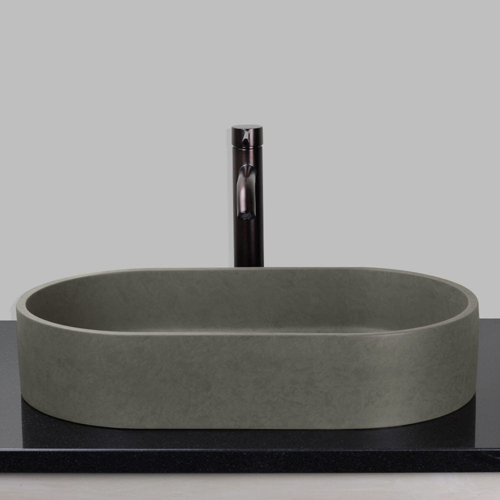 Enderby Oval Cast Concrete Vessel Sink - Dark Gray