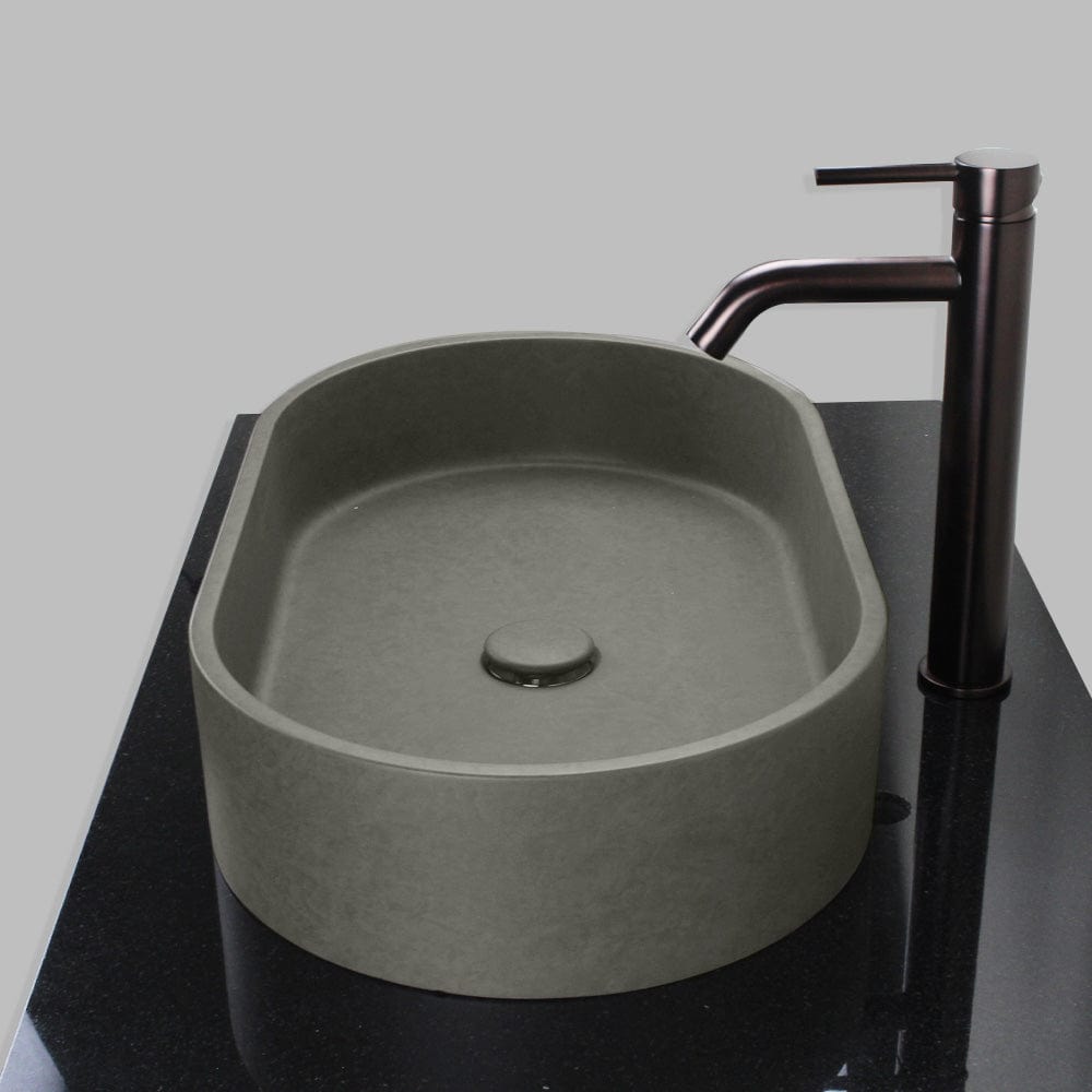 Enderby Oval Cast Concrete Vessel Sink - Dark Gray