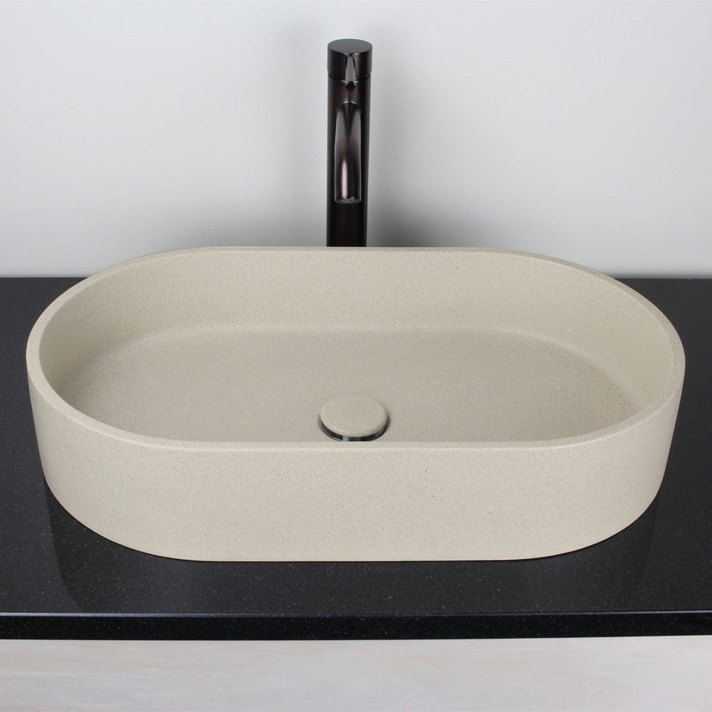 Enderby Oval Cast Concrete Vessel Sink - White Sandstone