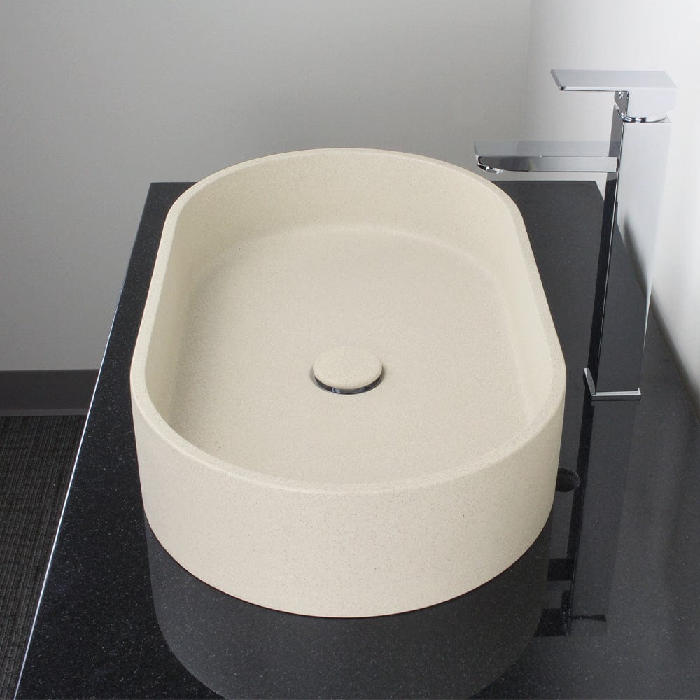 Enderby Oval Cast Concrete Vessel Sink - White Sandstone