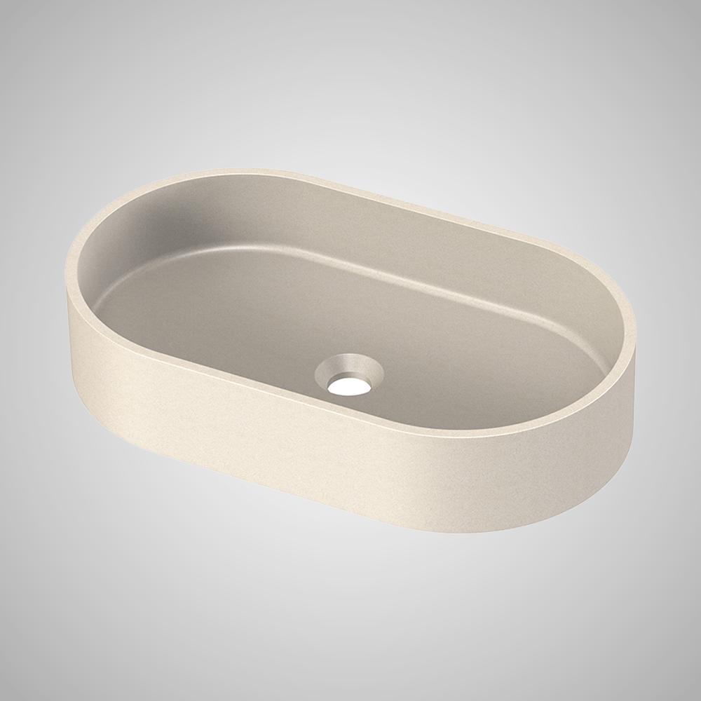 Enderby Oval Cast Concrete Vessel Sink - White Sandstone
