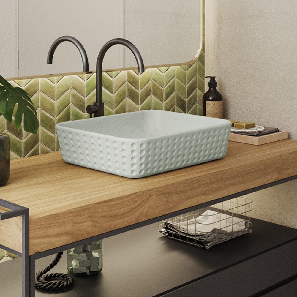 Faber Rectangular Cast Concrete Vessel Sink - Light Grey