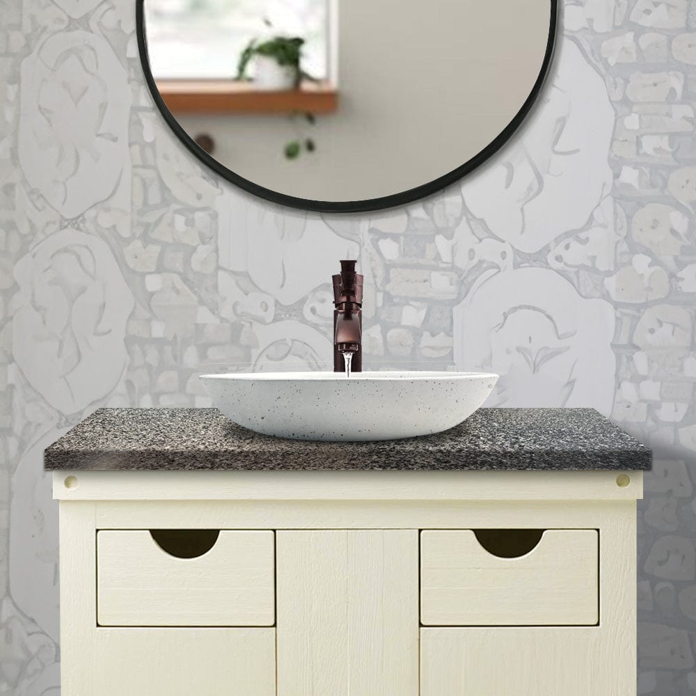 Faper Round Cast Concrete Vessel Sink - White