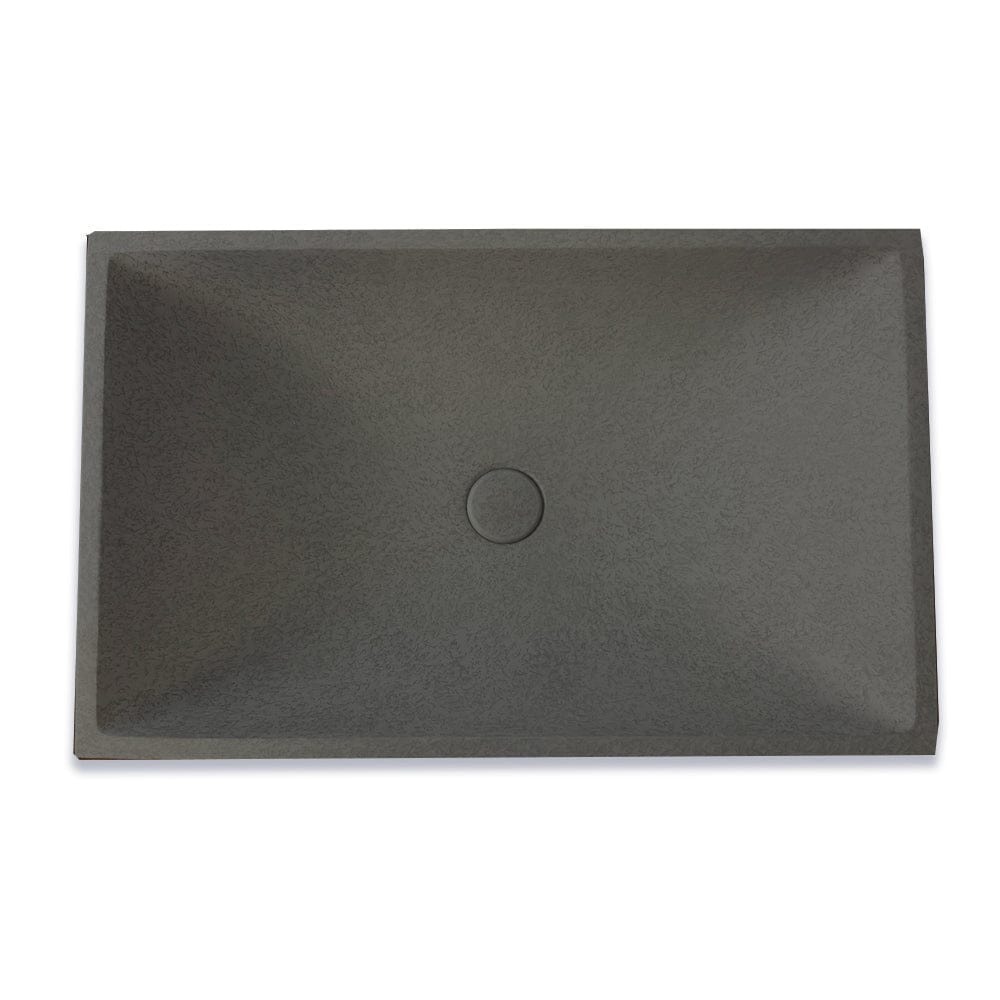 Feppder Rectangular Cast Concrete Vessel Sink - Dark Gray with Textured Finish