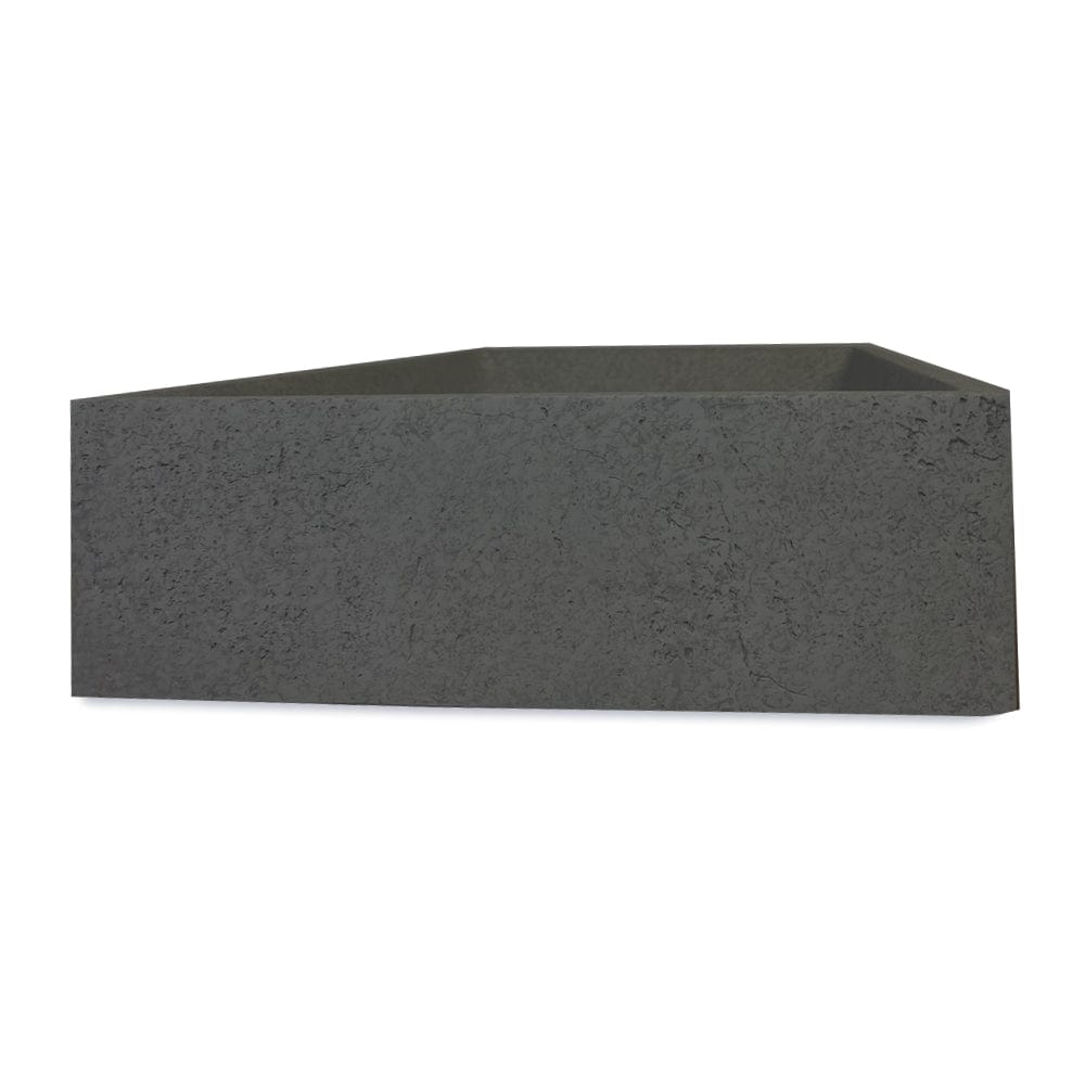 Feppder Rectangular Cast Concrete Vessel Sink - Dark Gray with Textured Finish