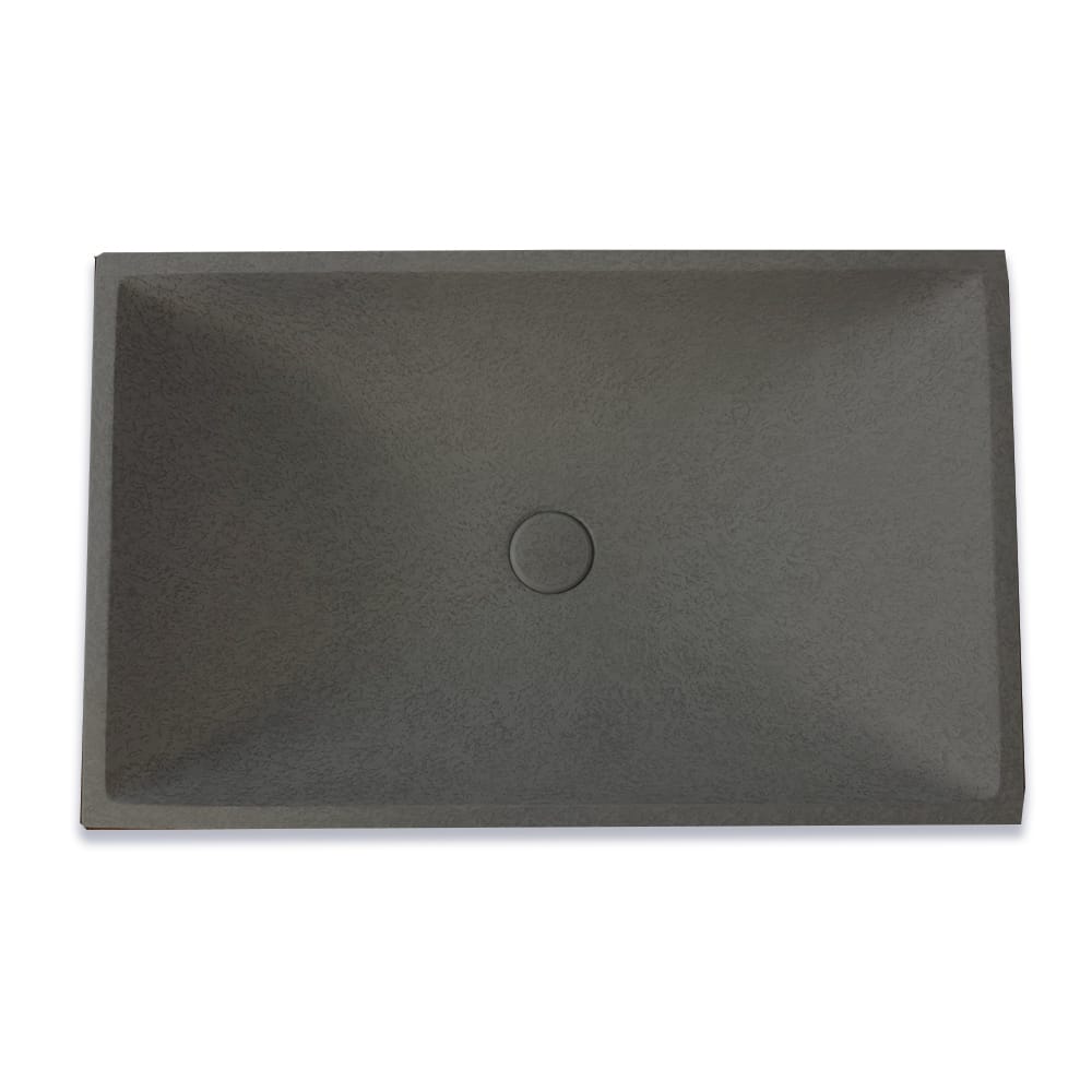 Feppder Rectangular Cast Concrete Vessel Sink - Dark Grey with Textured Finish