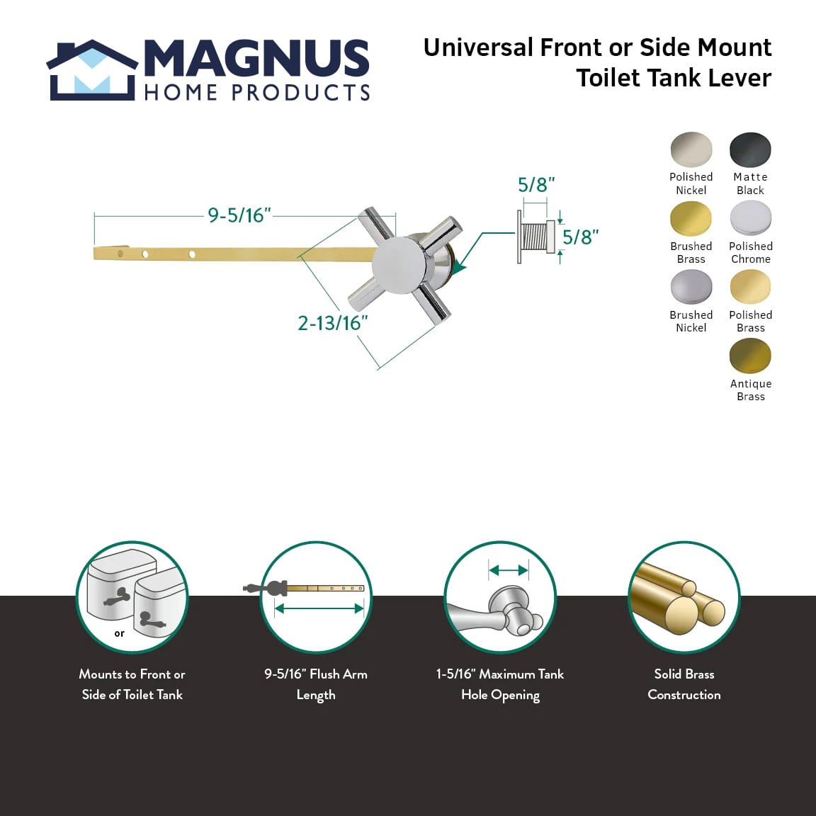 Front or Side Mount Toilet Tank Lever