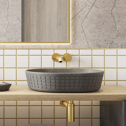 Galper Oval Cast Concrete Vessel Sink - Dark Grey