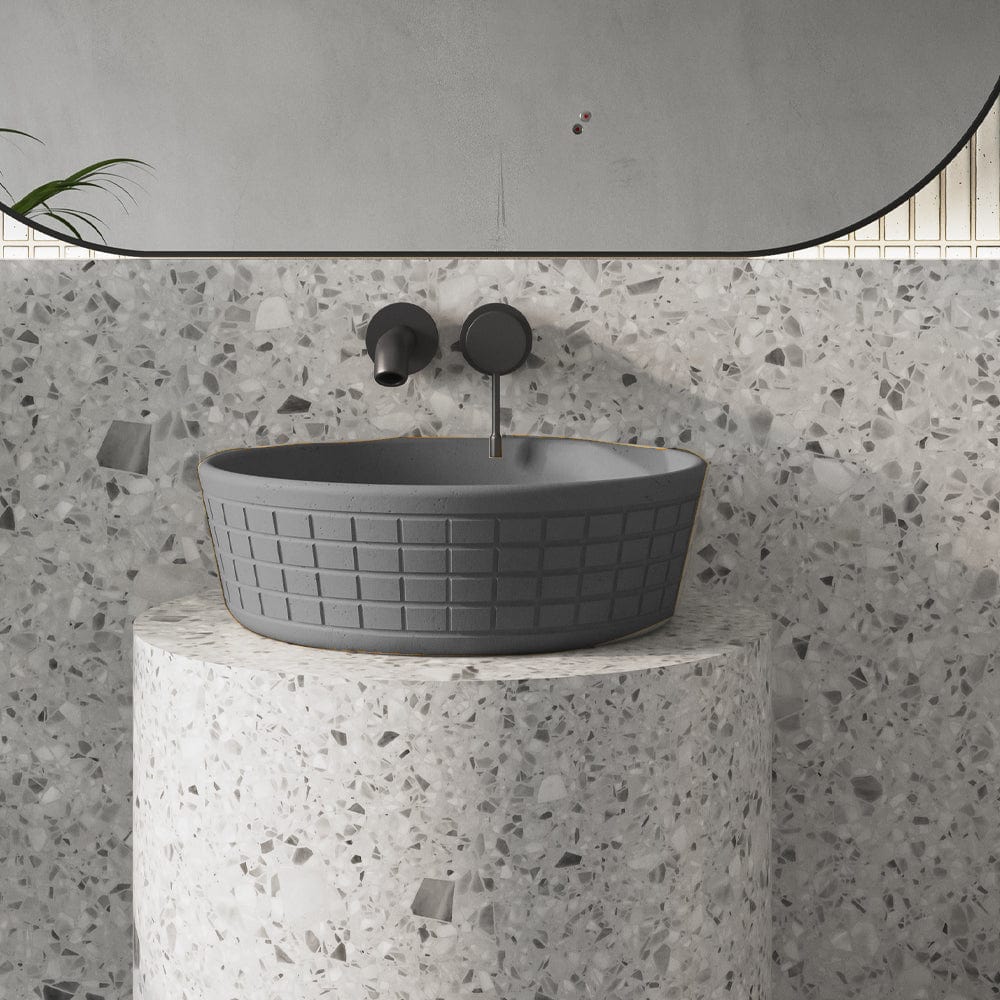 Gelber Round Cast Concrete Vessel Sink - Dark Grey