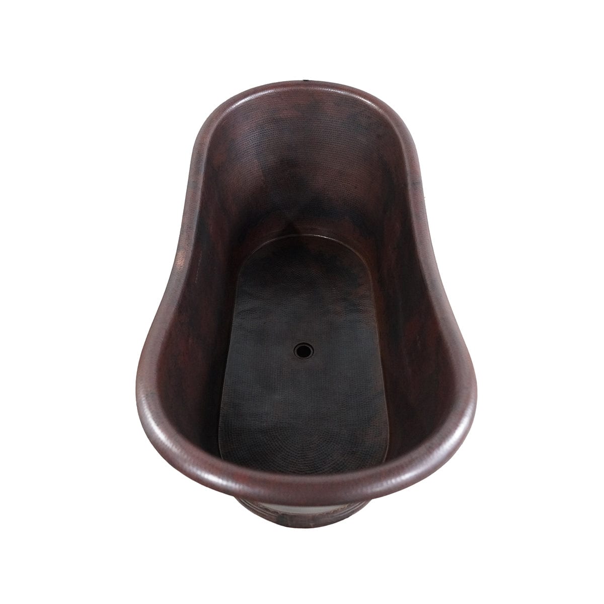 Gepper Hammered Copper Double-Slipper Roll-Top Tub with Pedestal
